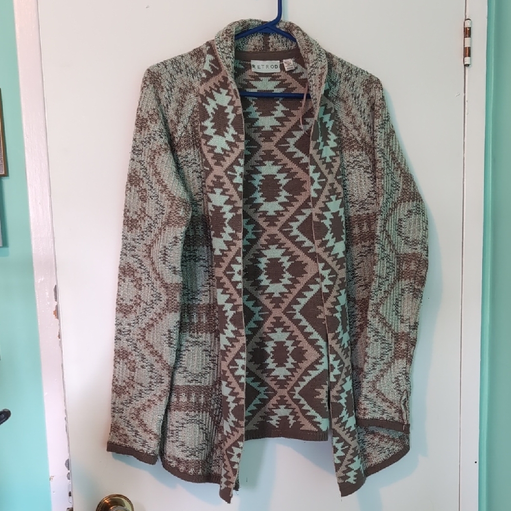 Retrod Neutral Patterned Cardigan